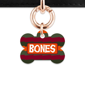 Green And Orange Spooky Stripes Pet ID Tag