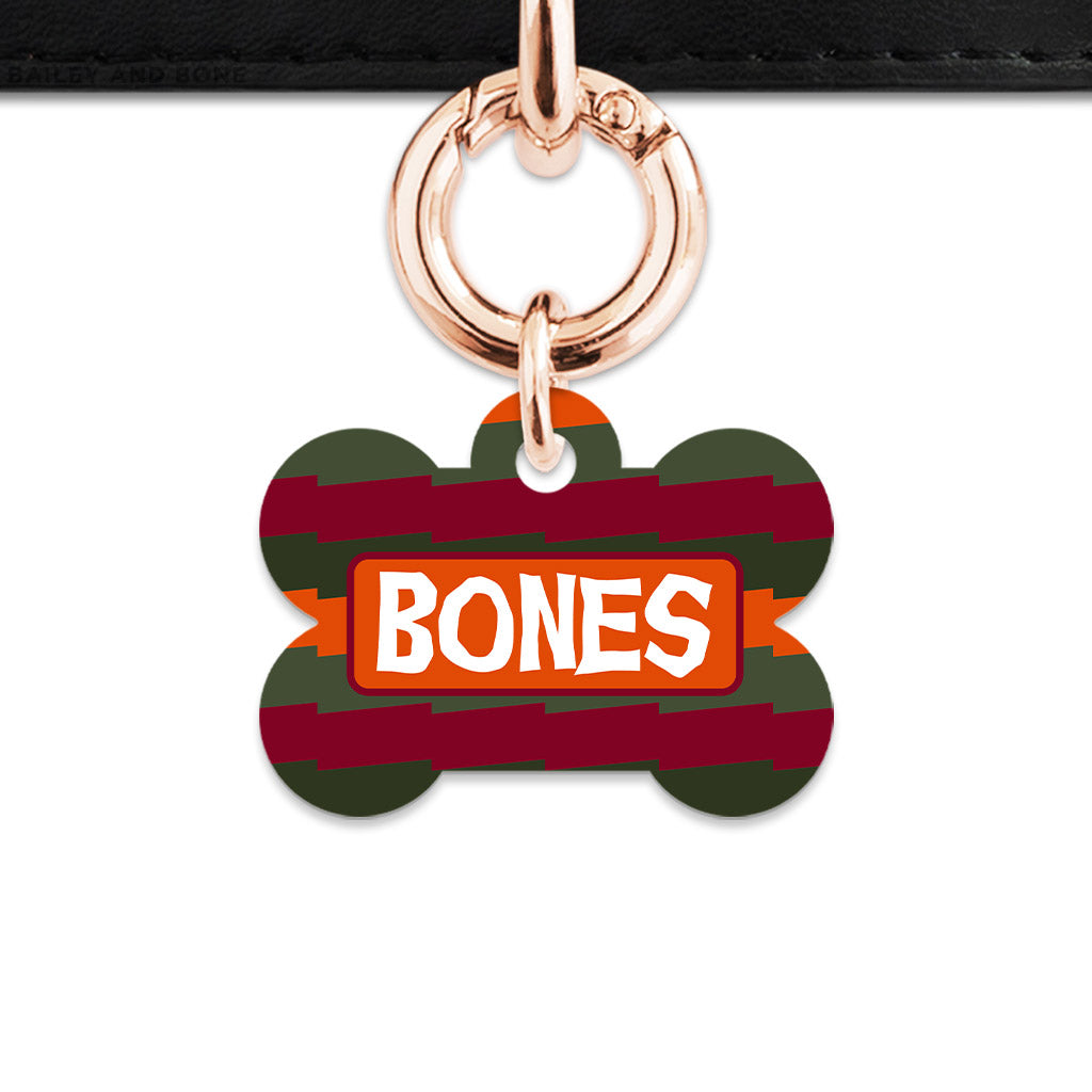 Green And Orange Spooky Stripes Pet ID Tag