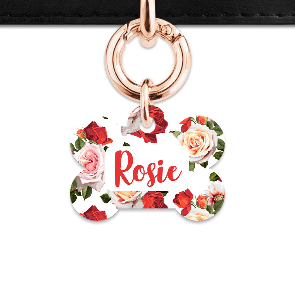 Red And White Roses Pet ID Tag