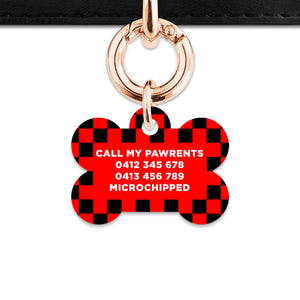 Black And Red Checkers Pet ID Tag