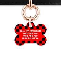 Black And Red Checkers Pet ID Tag