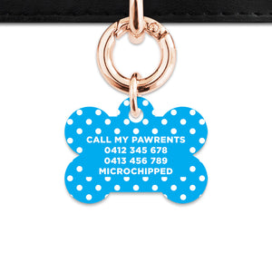 Blue And White Polka Dots Pet ID Tag