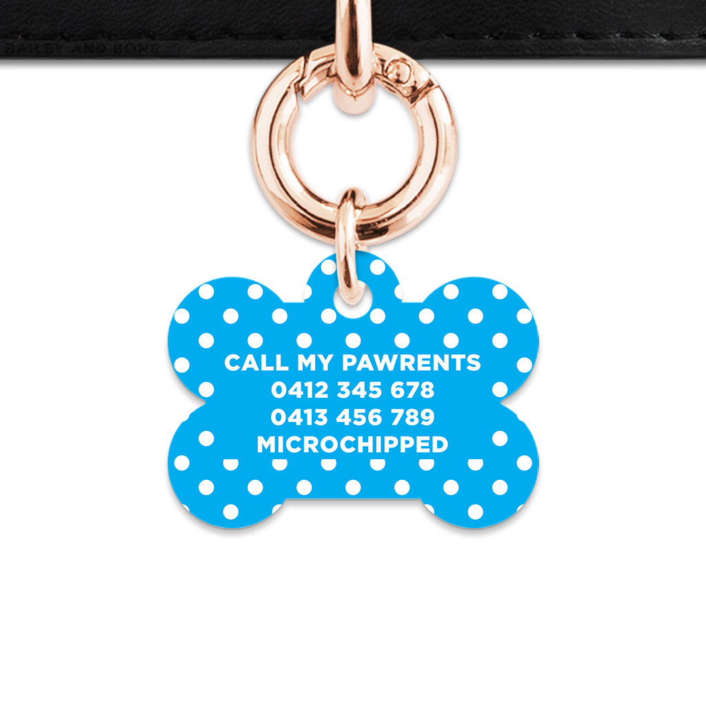 Blue And White Polka Dots Pet ID Tag