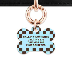 Blue And Brown Checkers Pet ID Tag
