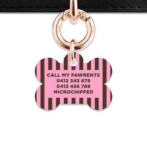 Pink And Brown Stripes Pet ID Tag