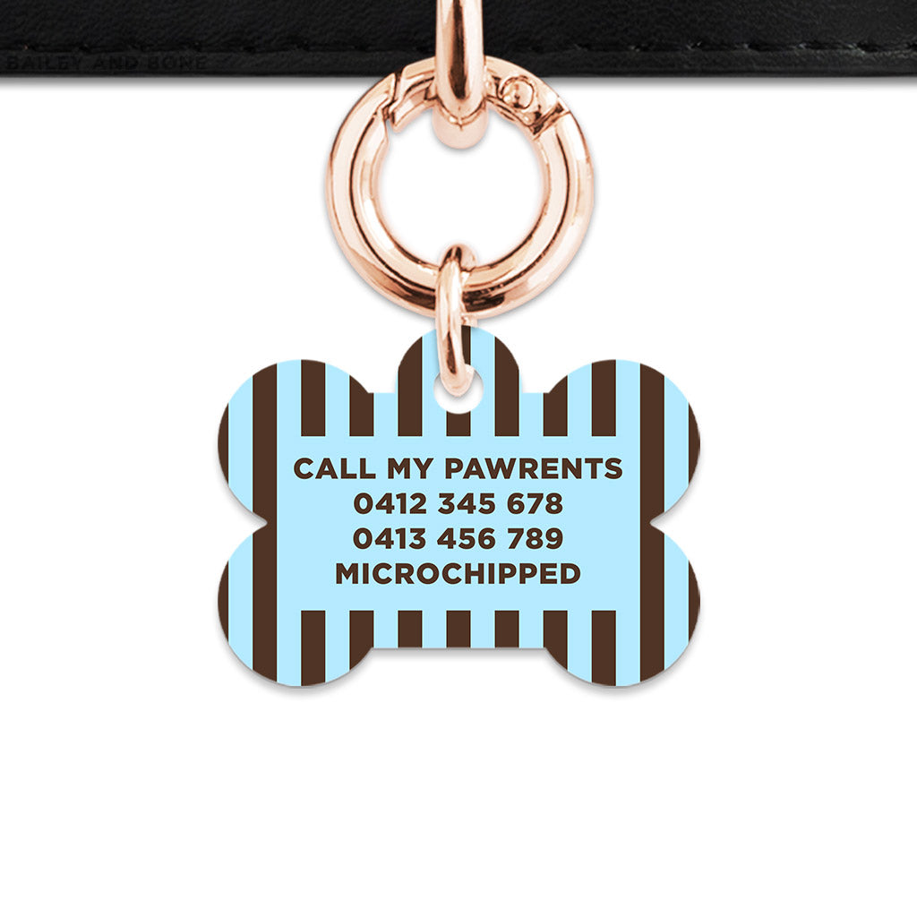 Blue And Brown Stripes Pet ID Tag