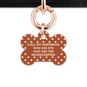 Brown And Beige Polka Dots Pet ID Tag