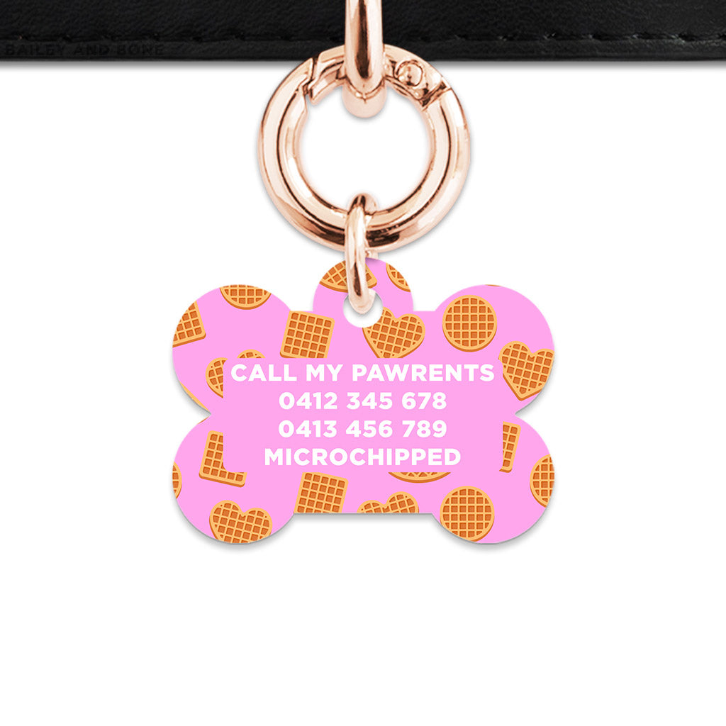 Pink Waffles Pattern Pet ID Tag
