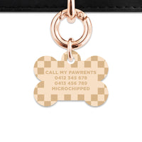 Beige And Tan Checkers Pet ID Tag