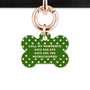 Green And Beige Polka Dots Pet ID Tag