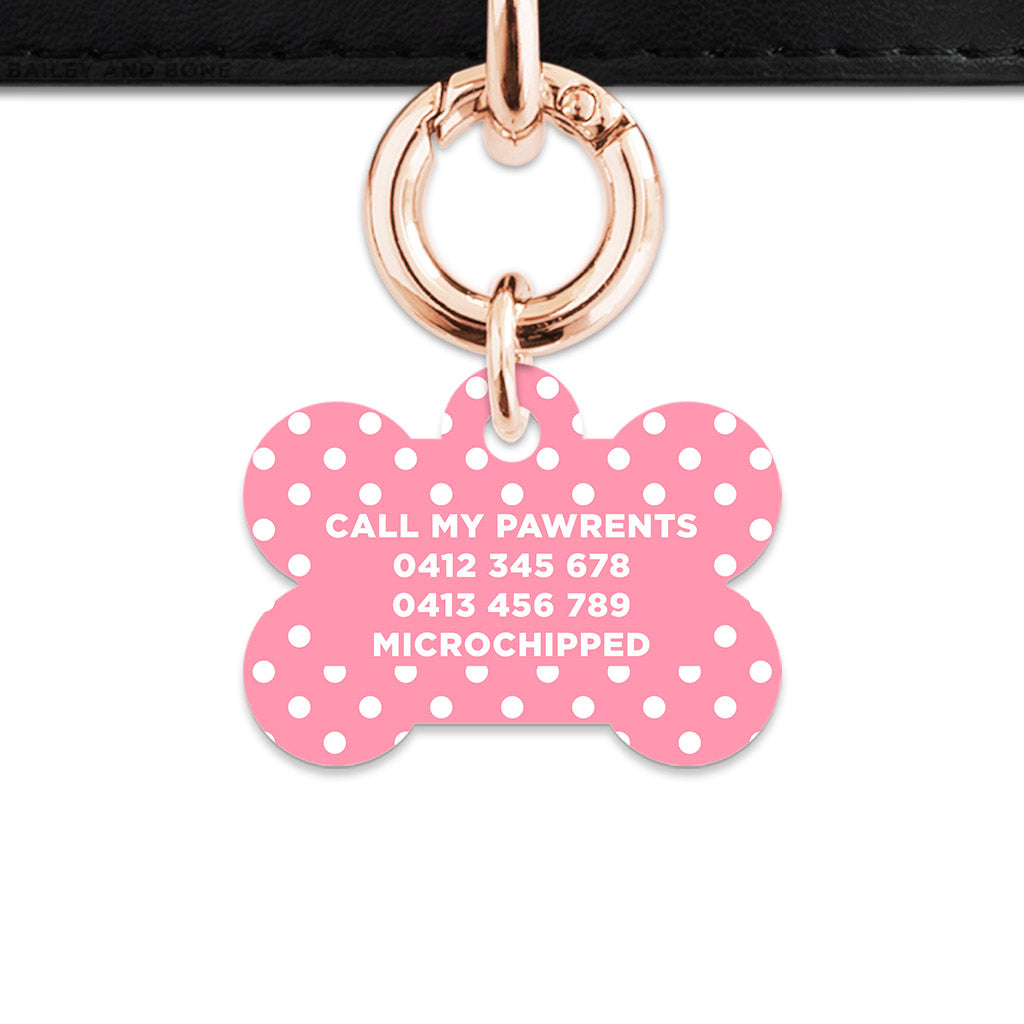 Pink And White Polka Dot Pet ID Tag