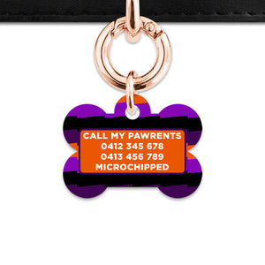Purple And Orange Spooky Stripes Pet ID Tag