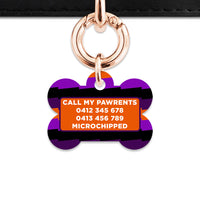 Purple And Orange Spooky Stripes Pet ID Tag