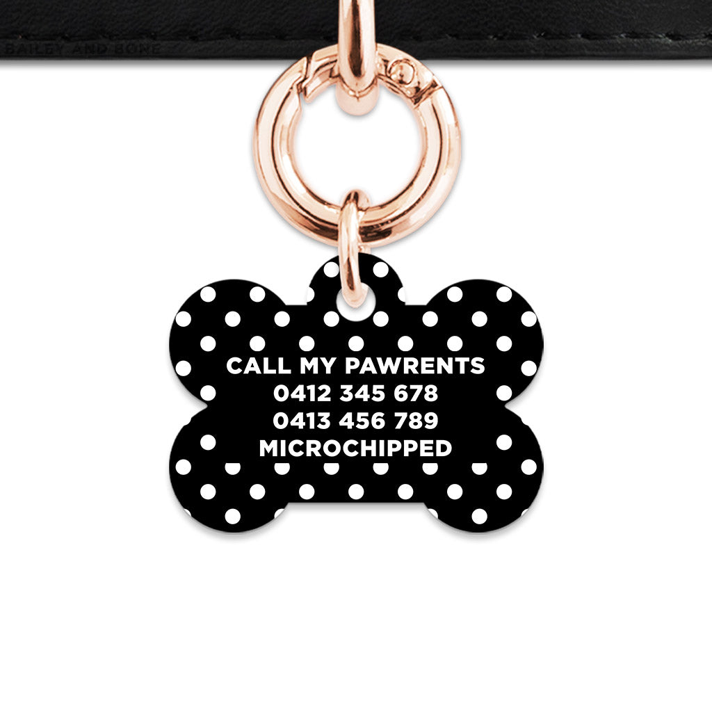 Black And White Polka Dots Pet ID Tag
