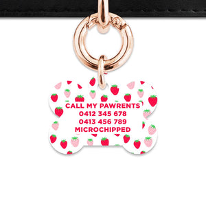 Pink And Red Strawberries Pet ID Tag