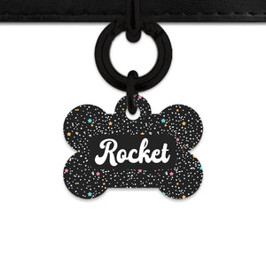 Black Pastel Stars Pet ID Tag