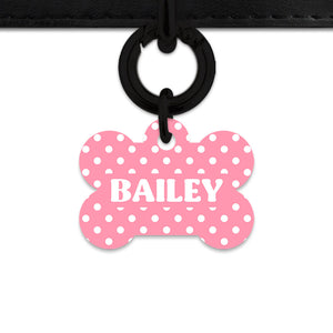 Pink And White Polka Dot Pet ID Tag