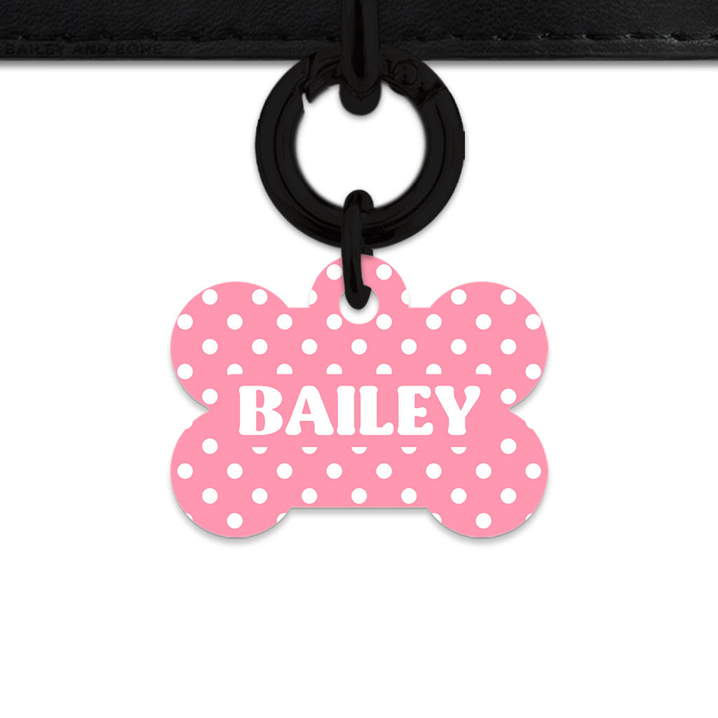 Pink And White Polka Dot Pet ID Tag