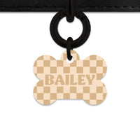 Beige And Tan Checkers Pet ID Tag