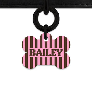 Pink And Brown Stripes Pet ID Tag