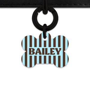 Blue And Brown Stripes Pet ID Tag