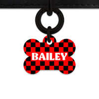 Black And Red Checkers Pet ID Tag