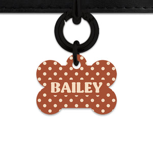Brown And Beige Polka Dots Pet ID Tag