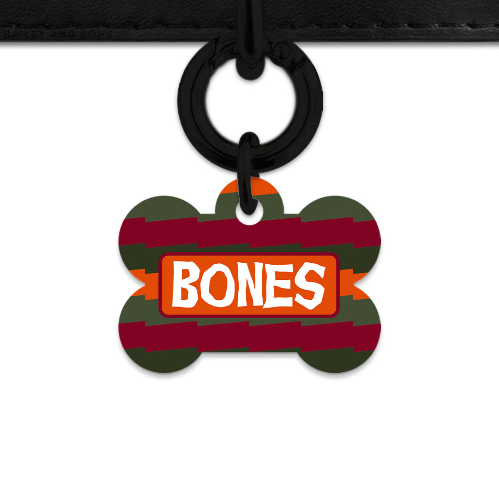Green And Orange Spooky Stripes Pet ID Tag