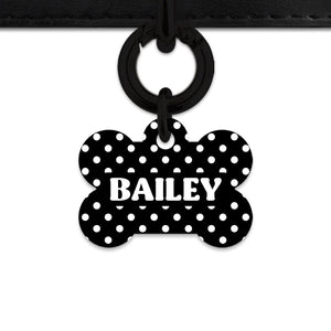 Black And White Polka Dots Pet ID Tag