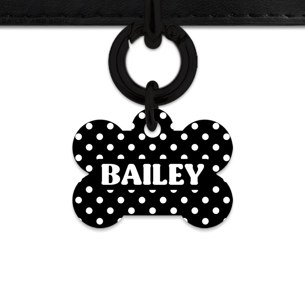 Black And White Polka Dots Pet ID Tag