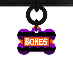 Purple And Orange Spooky Stripes Pet ID Tag
