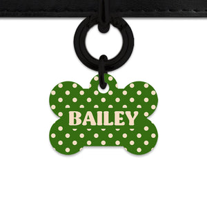 Green And Beige Polka Dots Pet ID Tag