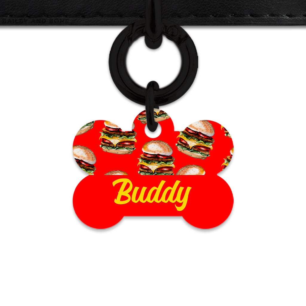 Burger Pattern Pet ID Tag
