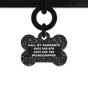Black Pastel Stars Pet ID Tag