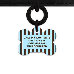 Blue And Brown Stripes Pet ID Tag