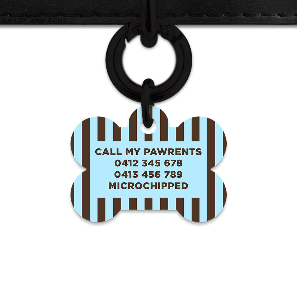 Blue And Brown Stripes Pet ID Tag