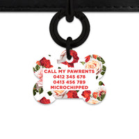 Red And White Roses Pet ID Tag