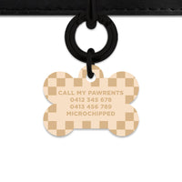 Beige And Tan Checkers Pet ID Tag