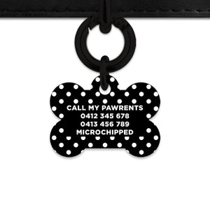Black And White Polka Dots Pet ID Tag