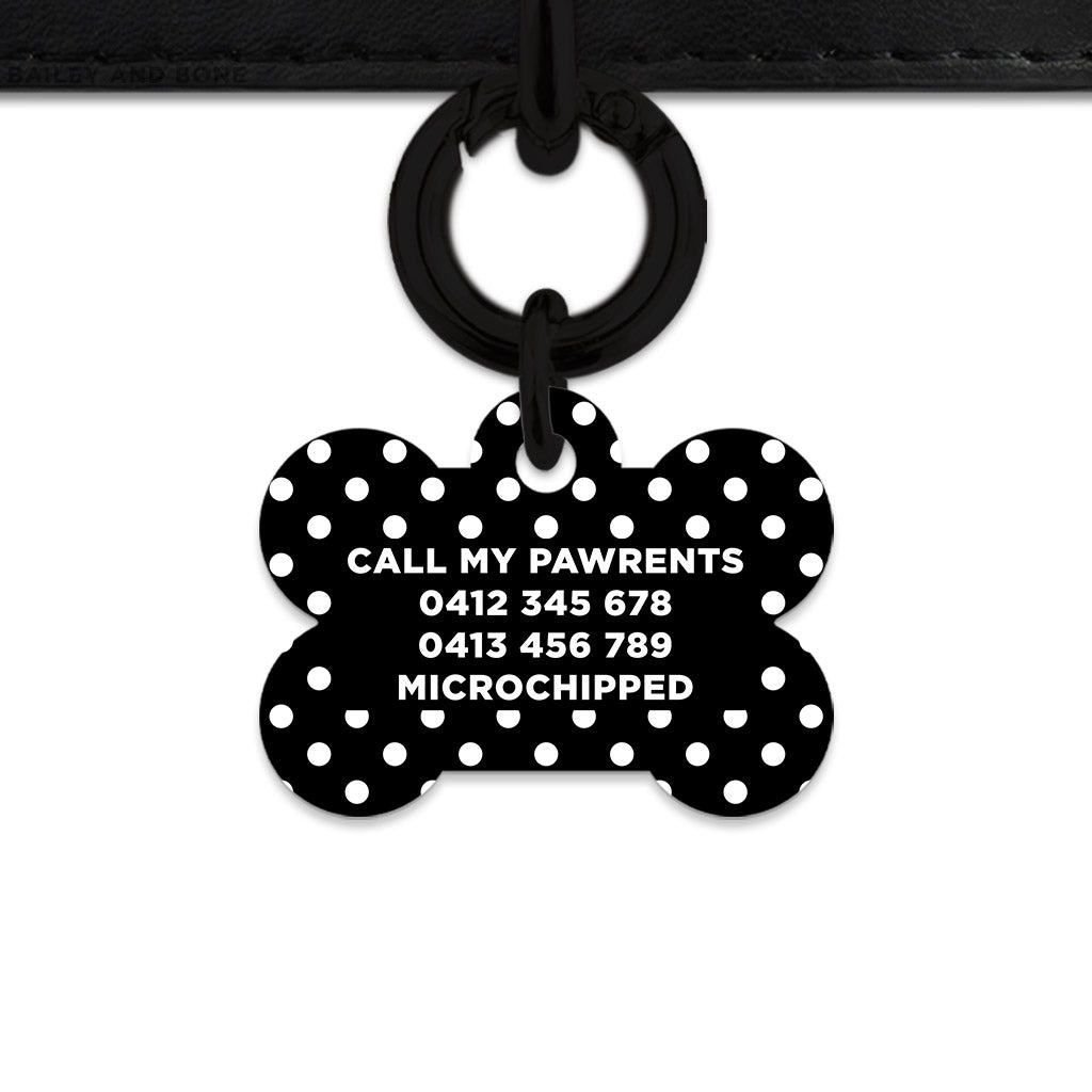 Black And White Polka Dots Pet ID Tag