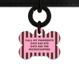 Pink And Brown Stripes Pet ID Tag