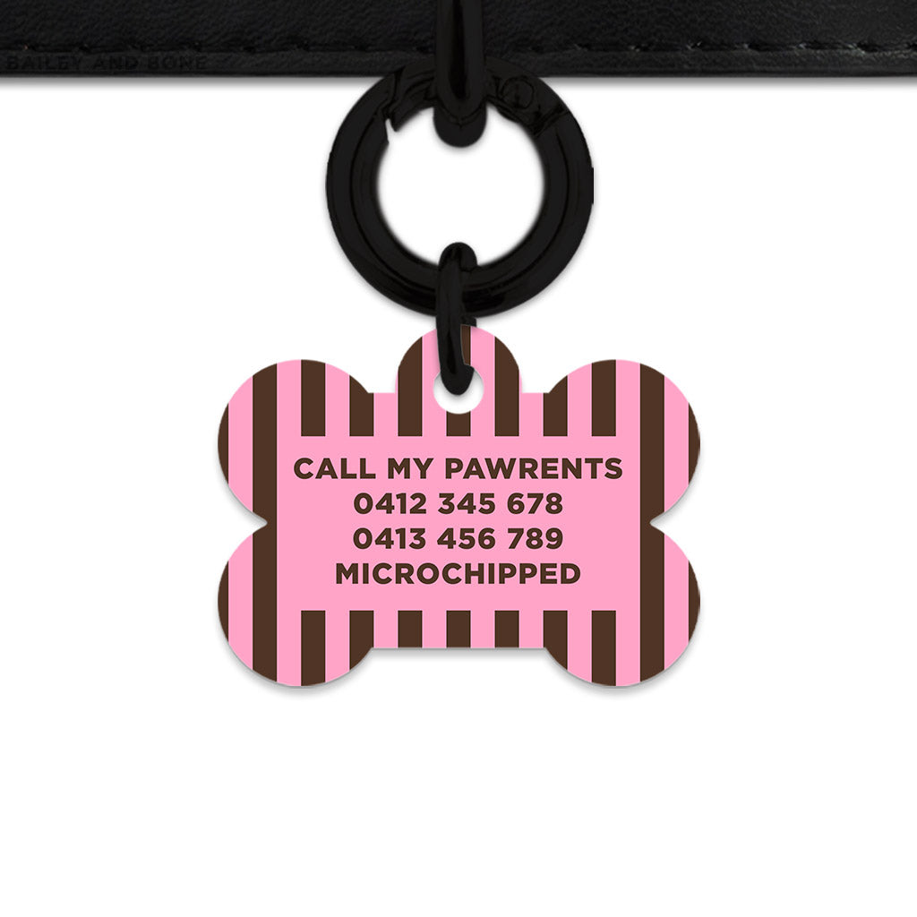 Pink And Brown Stripes Pet ID Tag