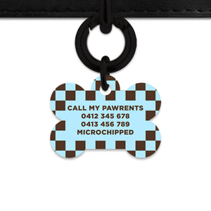 Blue And Brown Checkers Pet ID Tag
