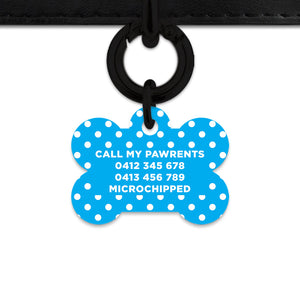 Blue And White Polka Dots Pet ID Tag