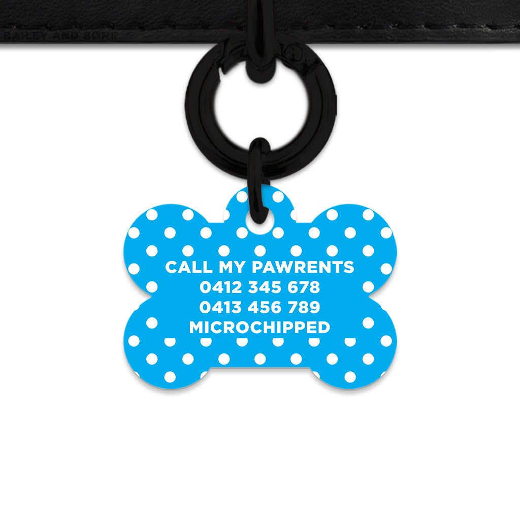 Blue And White Polka Dots Pet ID Tag