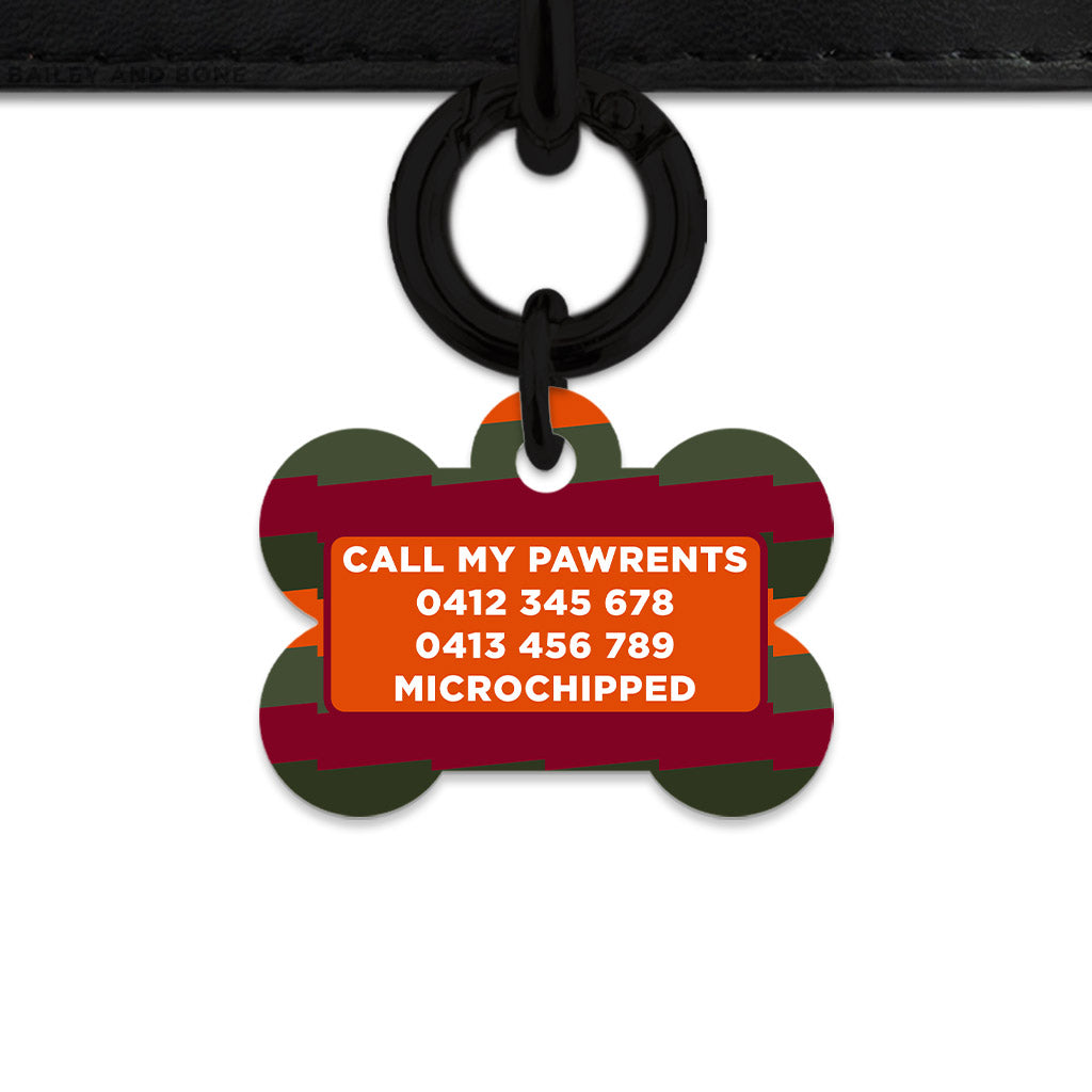 Green And Orange Spooky Stripes Pet ID Tag