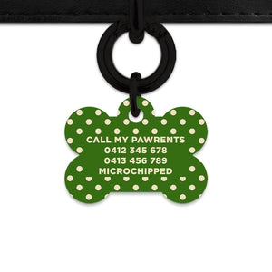 Green And Beige Polka Dots Pet ID Tag