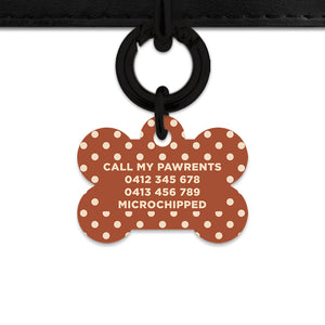 Brown And Beige Polka Dots Pet ID Tag