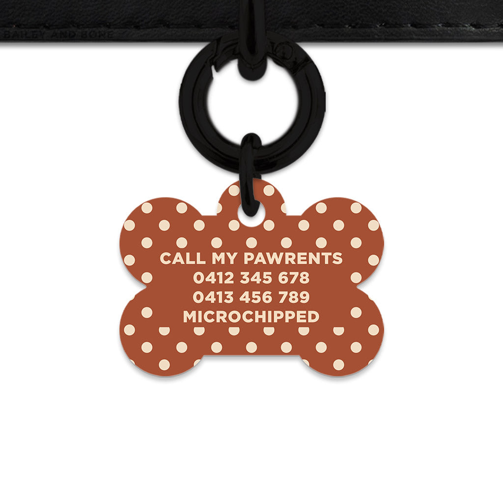 Brown And Beige Polka Dots Pet ID Tag