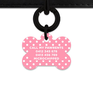 Pink And White Polka Dot Pet ID Tag